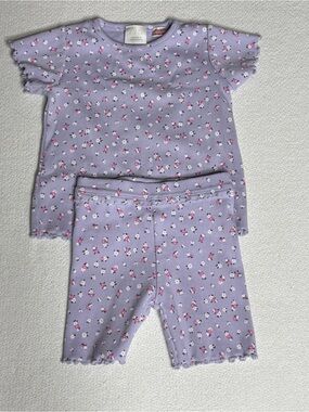 ZARA 2T Ruffled knit shorts set